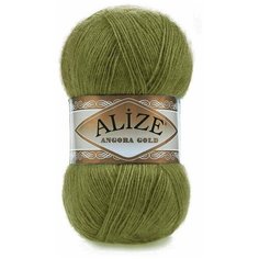 Пряжа Alize Angora Gold (Ализе Ангора Голд) - оливковый (758), 100 г / 550 м (20% шерсть, 80% акрил) - 3 шт