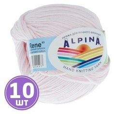 Пряжа для вязания крючком спицами Alpina Альпина RENE классическая средняя мерсеризованный хлопок 100%, цвет №030 Светло-розовый 105 м 10 шт по 50 г