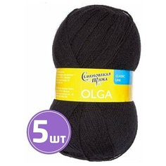 Пряжа Семеновская пряжа Olga (1), черный 5 шт. по 100 г