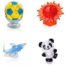 Игрушки мальчику 3д пазл комплект новогодний из 4х штук Идеи подарков ребенку день рождения Футбольный мяч, Шар Солнце, Акула, Панда Со светом Iq Toy