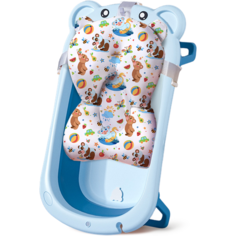 Комплект для купания новорожденных LaLa-Kids "Медвежонок", ванночка и матрасик-горка для купания коричневый