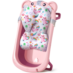 Комплект для купания новорожденных LaLa-Kids "Медвежонок", ванночка и матрасик-горка для купания светло-розовый