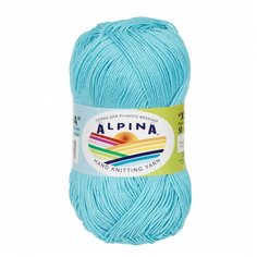 Пряжа Alpina Альпина XENIA классическая тонкая, мерсеризованный хлопок 100%, цвет №122 Светло-голубой, 240 м, 10 шт по 50 г