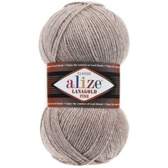 Пряжа ALIZE Lanagold fine 100 гр. 390м (49%шерсть, 51% акрил) (207 светло-коричневый меланж)
