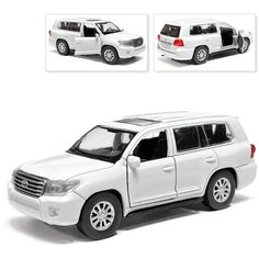 Машина Toyota Land Cruiser, инерционная, белый, Технопарк, 12 см
