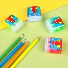 Точилка пластиковая с контейнером, двойная, микс, Человек-паук Marvel