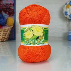 Пряжа ПНК им. С. М. Кирова Лотос (ПНК), оранжевый - 0710, 100% мерсеризованный хлопок, 8 мотков, 100 г, 250 м.