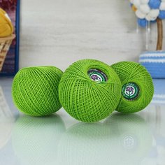 Пряжа ПНК им. С. М. Кирова Ирис набор 6 шт, аспарагус - 4806, 100% мерсеризованный хлопок, 6 мотков, 25 г, 150 м.