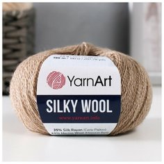 Пряжа "Silky Wool" 35% силк район, 65% мерино. вул 190м/25г (342 серо-бежевый) 9464940 Yarn Art