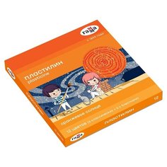 Пластилин 12 цветов Гамма "Оранжевое солнце", 6 классических + 6 с блестками, 168г, стек (130520205), 16 уп. Gamma