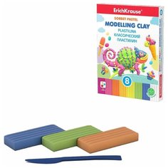 Пластилин классический ErichKrause Sorbet Pastel 8 цветов со стеком, 144г