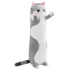 Мягкая игрушка кот-батон 110 см, серый\длинная подушка-обнимашка\большая кошка, игрушка-антистресс 110 см Dav Store