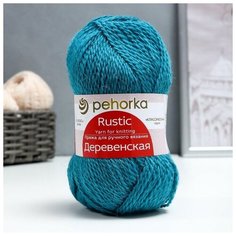 Пряжа "Деревенская"100% шерсть 250м/100гр (591-лагуна) Пехорка
