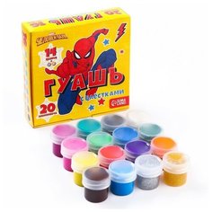 MARVEL Гуашь 14 цветов + 2 цвета с блёстками по 20 мл Человек-паук