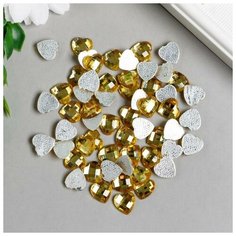 Арт Узор Декор для творчества пластик "Стразы сердце. Жёлтый" набор 80 шт 0,8х0,8 см