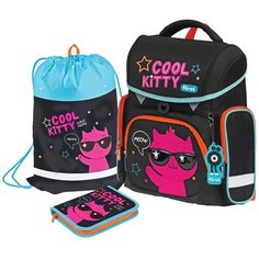 Ранец для девочки Forst "F-Set", Cool Kitty, 35х29х16 анатомическая спинка, пенал, мешок для обуви (FT-RY-030203)