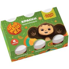 Краски пальчиковые Мульти Пульти "Чебурашка - Мои первые пальчиковые краски", 6 цветов, 210 мл, для малышей (ПКЧБ_53017)