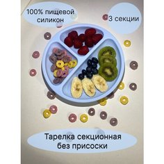 Секционная силиконовая тарелка для детей голубой Kidne S Store