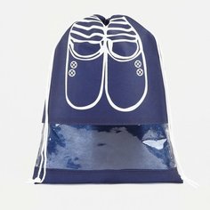 Мешок для обуви на шнурке, цвет синий Нет бренда