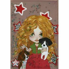 Блокнот 56л А6 кл. Девочка и щенки обл. с гелев. наполн. блест. морозост. 70219 Centrum