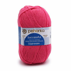 Пряжа Пехорка Удачная, 100г, 250м (50% шерсть, 50% акрил) (11 ярко-розовый), 5 мотков