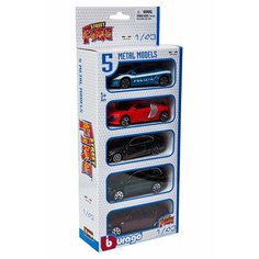 Игровой набор Bburago из 5 металлических машин, серия Street Fire, 1:43, 18-30005