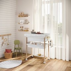 Комод Micuna пеленальный с ванночкой и текстильной корзиной B-1158 Plus natural wax матрасик rabbits