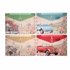 Папка-конверт на кнопке формат А4 150 мкр микс Машина Calligrata