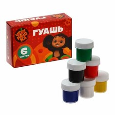 Гуашь Мульти Пульти "Чебурашка", 6 цветов, 17,5 мл, картон (ГКЧБ_53007)