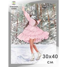 Алмазная мозаика, Картина стразами, Алмазное хобби "Танец зимы" 30х40 без подрамника