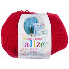 Пряжа Alize Baby Wool темно-красный (106), 40%шерсть/20%бамбук/40%акрил, 175м, 50г, 2шт