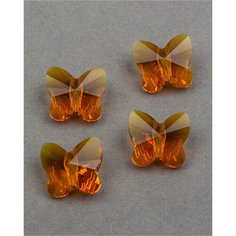 Бусины в виде бабочек Swarovski, цвет Tangerine (#259), Размер 10 мм, 4 шт.