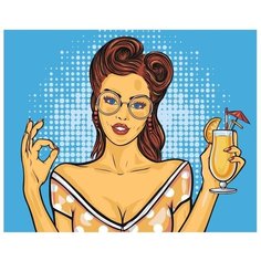 Картина по номерам Девушка с коктейлем 40х50 см АртТойс