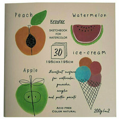 Альбом для рисования акв. Kroyter 30л 195х195, скл, бл.200г, тв. подл, Проф 64669, 1535219