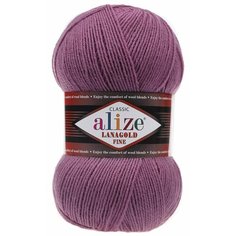 Пряжа Alize Lanagold Fine, 49 % шерсть, 51 % акрил, 100 г, 390 м, 5 шт., 440 темно-сухая роза