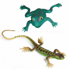 Ящерица и лягушка резиновая 2 шт тянучки игрушка ящерица и лягушка статуэтка для ванной мялки