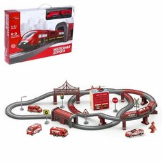 Железная дорога «Экспресс», 92 детали, работает от батареек, подходит для деревянных железных дорог Автоград