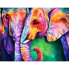 Картина по номерам Радужные слоны 40х50 см АртТойс