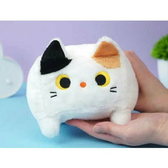 Мягкая игрушка-подушка квадратный котик 15 см белый Neko