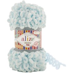 Пряжа Alize Puffy fine светлая бирюза (522), 100%микрополиэстер, 14,5м, 100г, 3шт