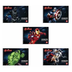 Альбом для рисования А4 30 л. спираль обложка картон HATBER 205х300 мм "Мстители" (MARVEL), 10 шт