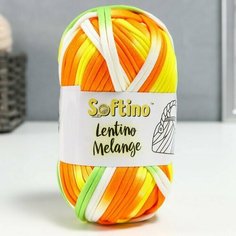 Пряжа трикотажная 95% хлопок, 5% эластан "Lentino Melange" 100 гр 30 м цвет 1 7656125 Softino