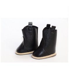 Обувь для кукол, Сапожки из экокожи 7 см для кукол и пупсов выше 45 см, черные Favoridolls