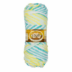 Пряжа ADELIA BABY MIMI 100 % полиэстер 5 шт. х 100 г 80 м ± 4 м №02 белый-лимонный-св. бирюзовый-бирюзовый
