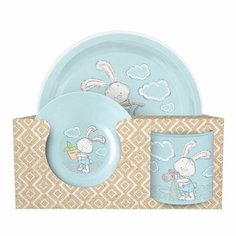 Набор посуды IDIland "Зайки" (тарелка с декором D 215мм, миска с декором D 130мм, кружка 280мл) нет бренда