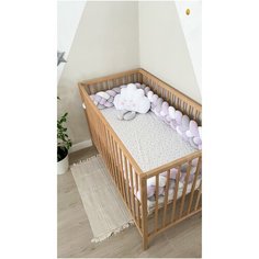 Бортик-коса (косичка) в детскую кроватку из 4 лент для малышей и новорожденных 240 см: подходит для круглой, овальной и прямоугольной кроватей Fetro Decor