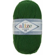 Пряжа "Lanagold 800" 49% шерсть, 51% акрил 730м/100гр (118 зеленая трава) Alize