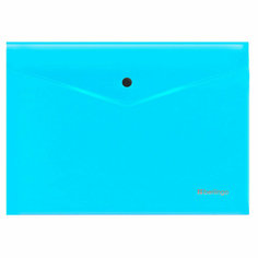 Папка-конверт на кнопке Berlingo "Neon" А4, 200мкм, прозрачная голубой неон, 24 штук, 352648