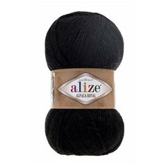 Пряжа Alize Alpaca Royal черный (60), 55%акрил/30%альпака/15%шерсть, 250м, 100г, 5шт