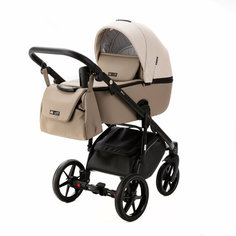 Детская универсальная коляска Adamex NOLA Deluxe 2 в 1 N-SD113 (Светло-бежевая экокожа, Темно-бежевая экокожа)